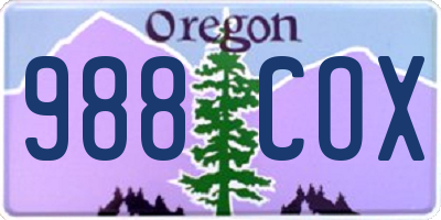 OR license plate 988COX
