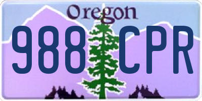 OR license plate 988CPR