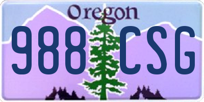 OR license plate 988CSG