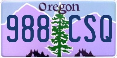 OR license plate 988CSQ
