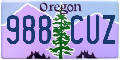 OR license plate 988CUZ