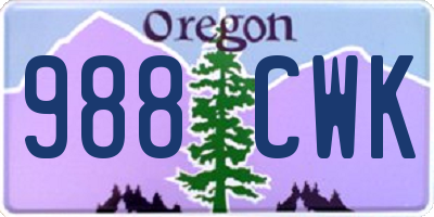OR license plate 988CWK