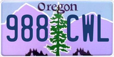 OR license plate 988CWL