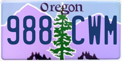 OR license plate 988CWM