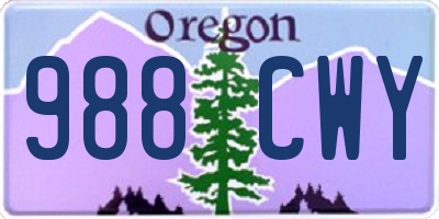 OR license plate 988CWY