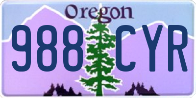 OR license plate 988CYR