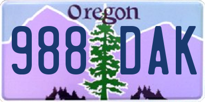 OR license plate 988DAK