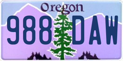 OR license plate 988DAW