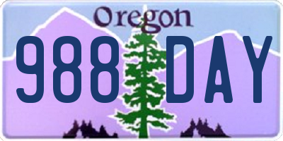 OR license plate 988DAY