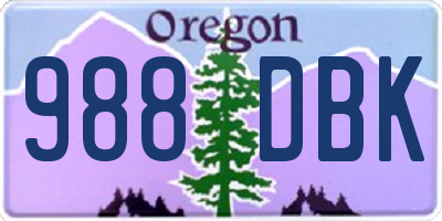 OR license plate 988DBK