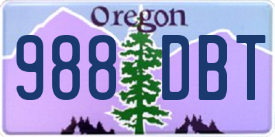 OR license plate 988DBT