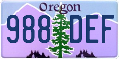 OR license plate 988DEF