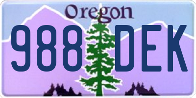 OR license plate 988DEK