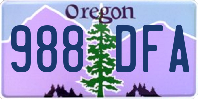 OR license plate 988DFA