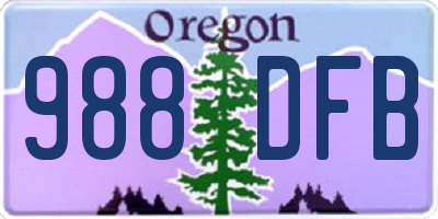 OR license plate 988DFB