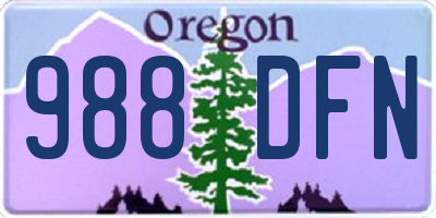 OR license plate 988DFN