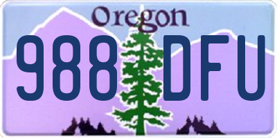 OR license plate 988DFU