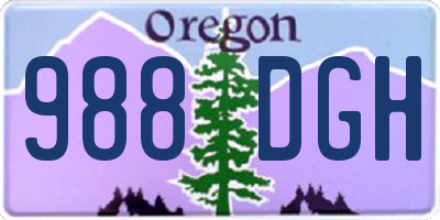 OR license plate 988DGH