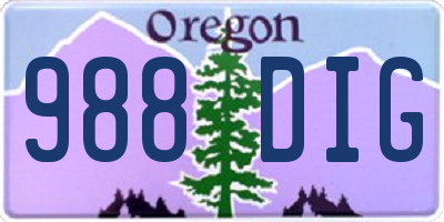 OR license plate 988DIG