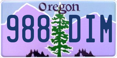 OR license plate 988DIM