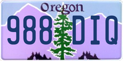 OR license plate 988DIQ