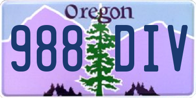 OR license plate 988DIV
