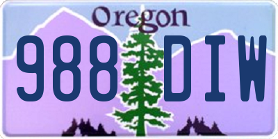 OR license plate 988DIW