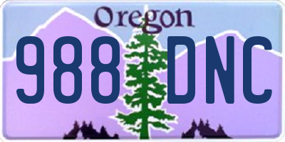 OR license plate 988DNC