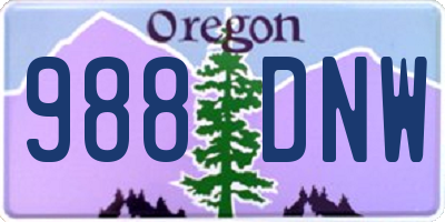 OR license plate 988DNW