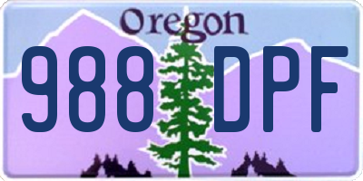 OR license plate 988DPF