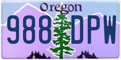 OR license plate 988DPW