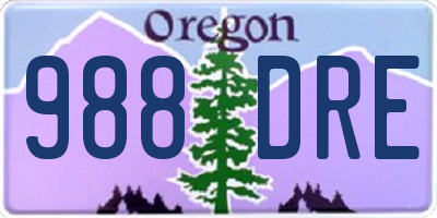 OR license plate 988DRE