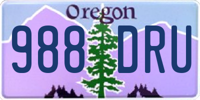 OR license plate 988DRU