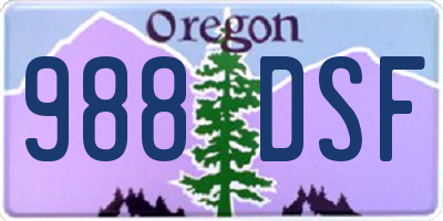 OR license plate 988DSF
