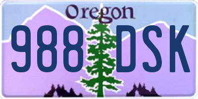 OR license plate 988DSK