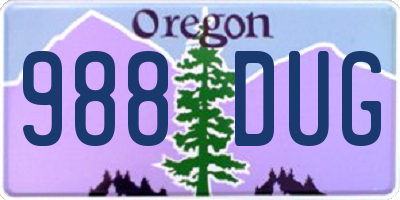 OR license plate 988DUG