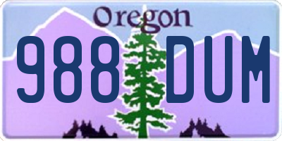 OR license plate 988DUM
