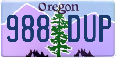 OR license plate 988DUP