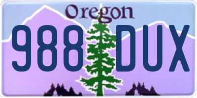 OR license plate 988DUX