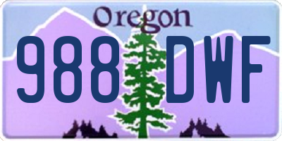 OR license plate 988DWF