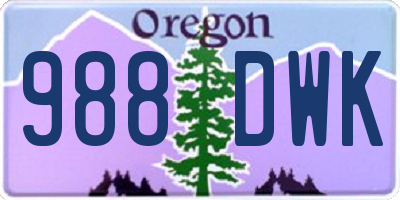 OR license plate 988DWK