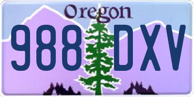 OR license plate 988DXV
