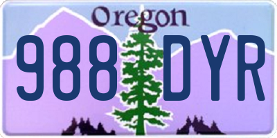 OR license plate 988DYR