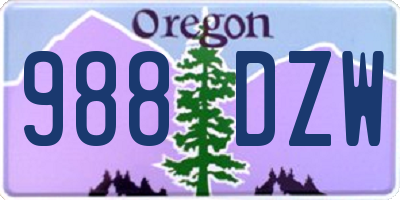 OR license plate 988DZW