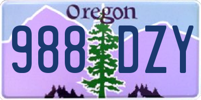 OR license plate 988DZY