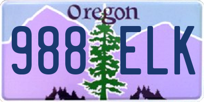 OR license plate 988ELK