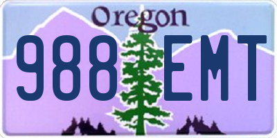 OR license plate 988EMT