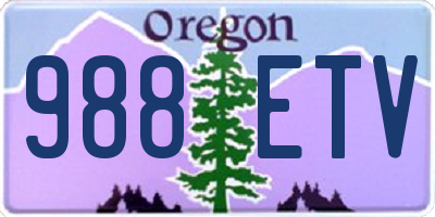 OR license plate 988ETV