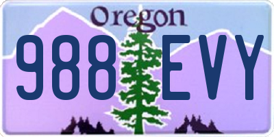 OR license plate 988EVY