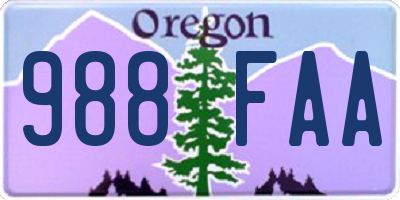 OR license plate 988FAA
